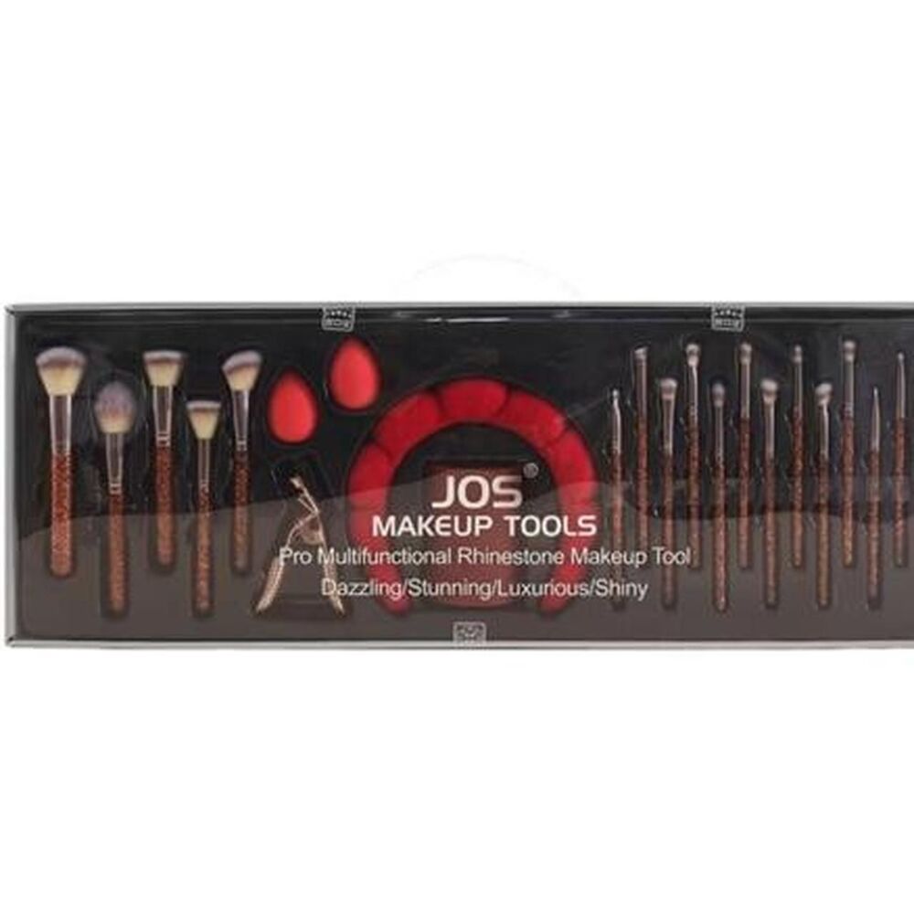 Red Glitter Handle 23pc Pro Makeup Brush Set